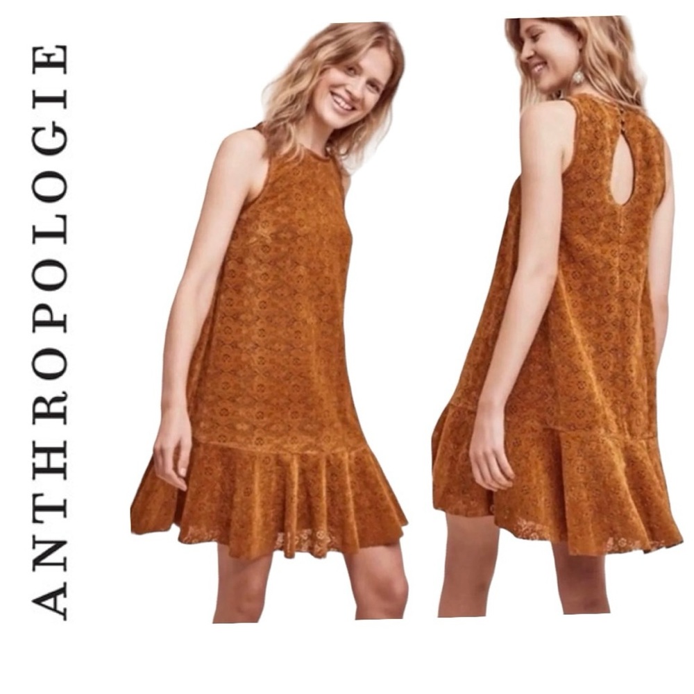 Anthropologie Orange Mini Dress